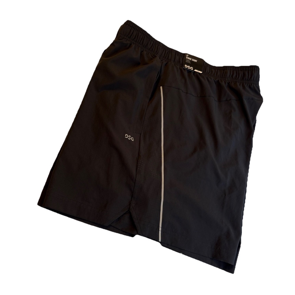 DSG Stride Shorts Men Size SMALL 5" Run Black Athletic Built In Brief Reflective